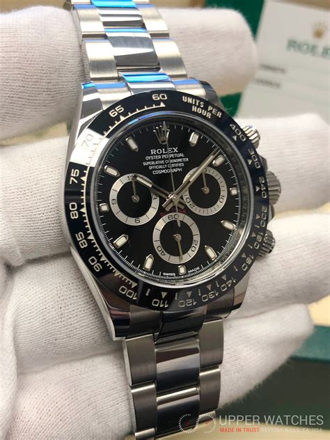 rolex stainless steel black dial daytona superlative